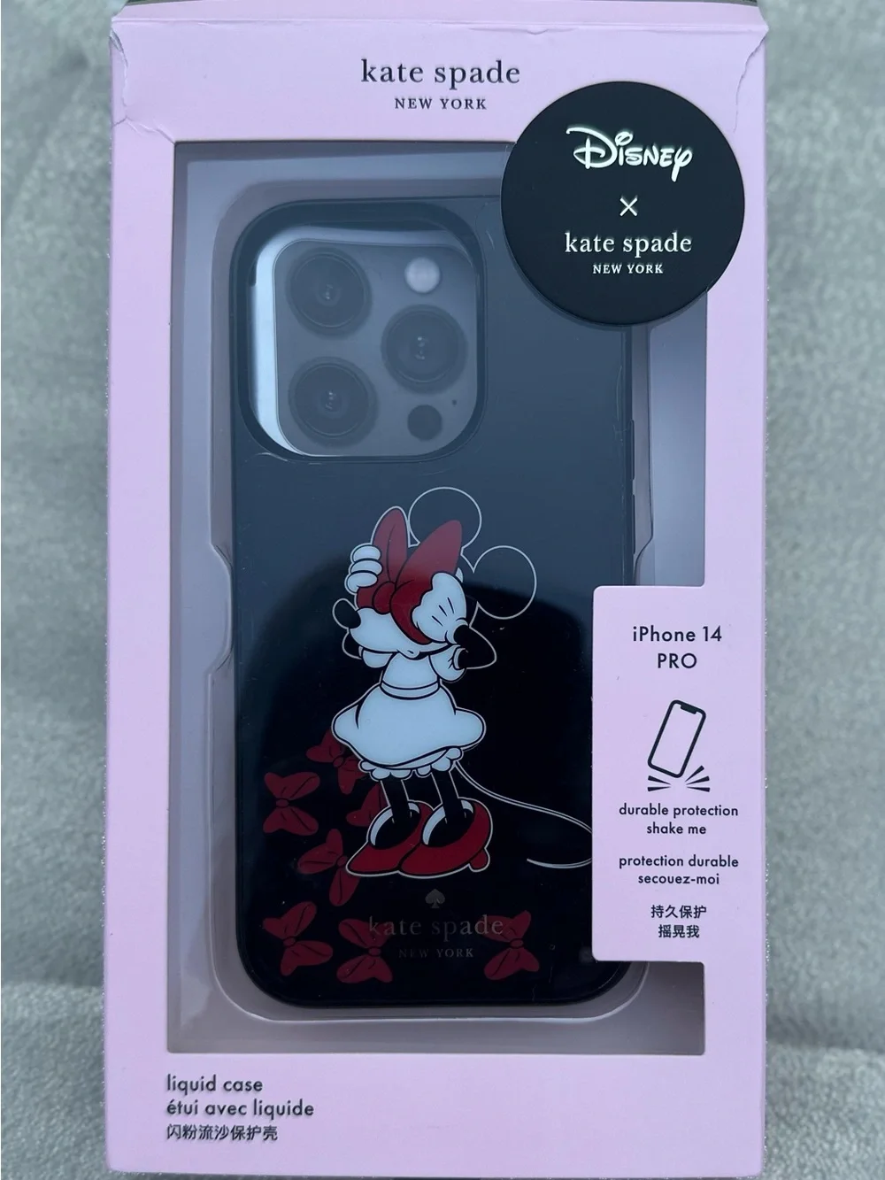 kate spade Disney Minnie Mouse Liquid iPhone 14 Pro Case - Black, Red, White